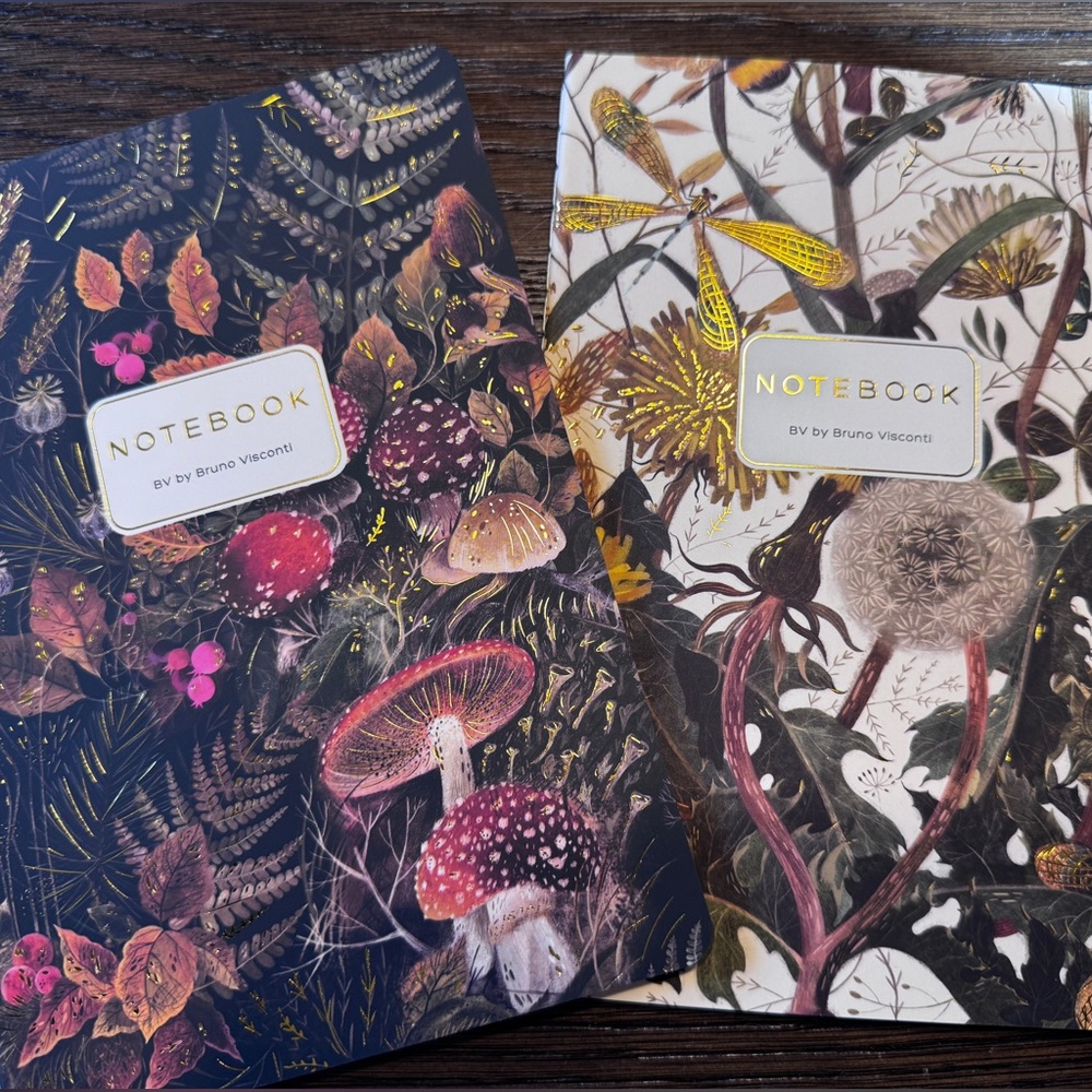 Set of 2 Gorgeous Gold Foil Detailed Soft Touch Notebook Journals - lovely gift! - Picture 2 of 11